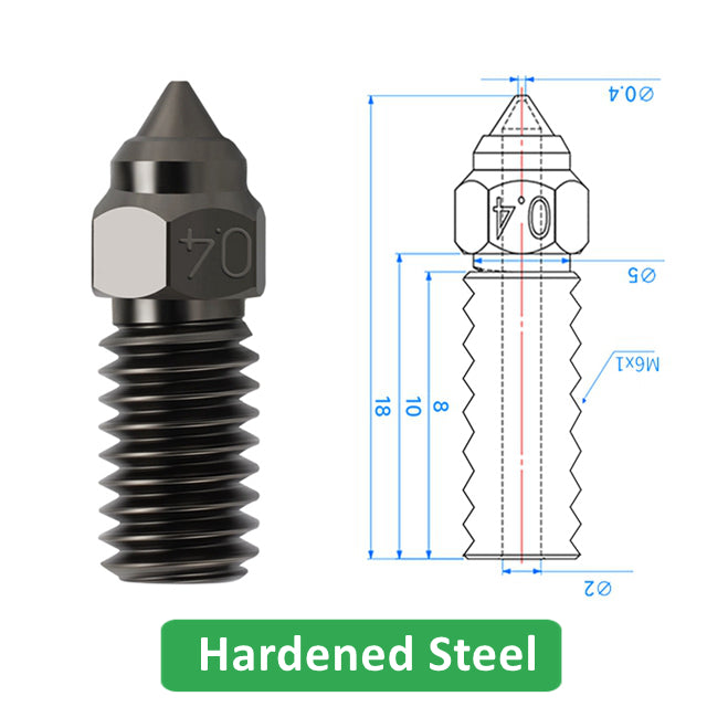 Brass Hardended Steel 0.4mm 3D Printer Nozzle For ELEGOO Neptune 4