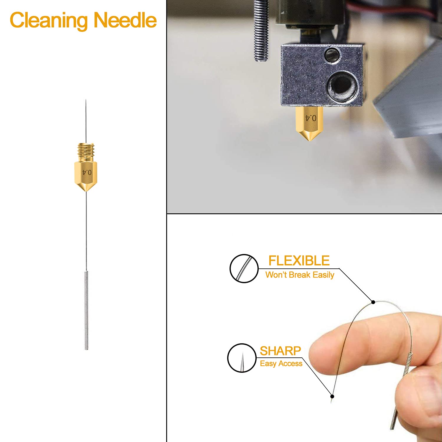 25PCS MK8 Brass Nozzle & Clean Needle Kit