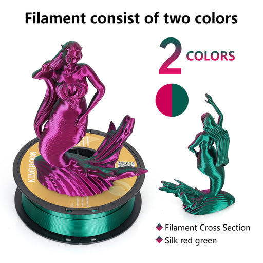 【2KG Pack】Dual Color Silk PLA Filament - Green / Red
