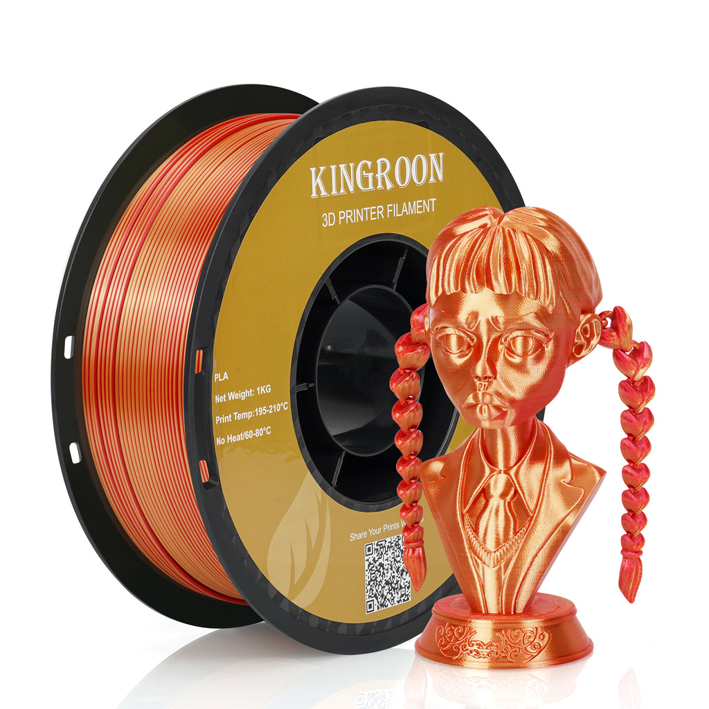 Kingroon Dual Color Silk PLA Filament - Red / Golden — Red (10kg) by Kingroon