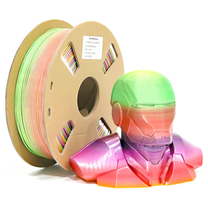 Silk Rainbow PLA Filament with Cardboard Spool 1kg/2.2lbs